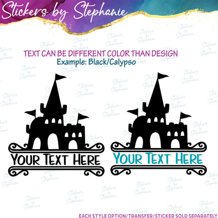 (s05-044) Sandcastle Beach Split Name Text Custom Iron-On Transfer or Sticker