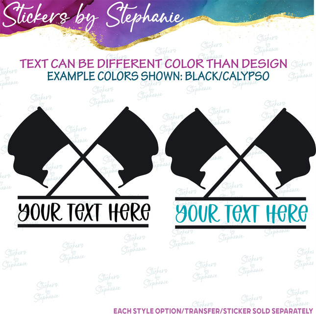 (s05-064) Color Guard Flags Split Text Custom Iron-On Transfer or Sticker