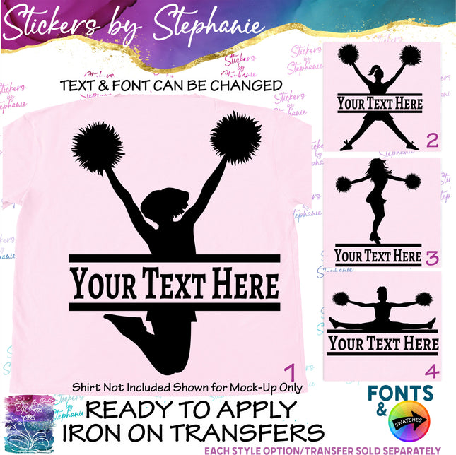 (s05-065) Cheer Cheerleader Split Text Custom Iron-On Transfer or Sticker