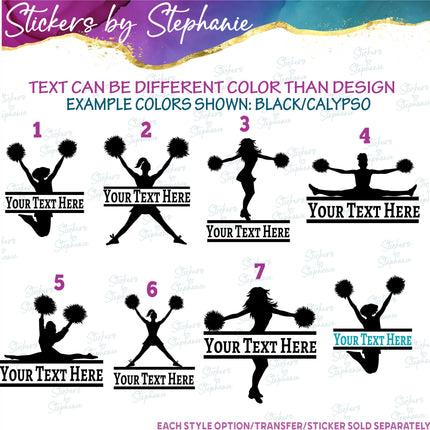 (s05-065) Cheer Cheerleader Split Text Custom Iron-On Transfer or Sticker