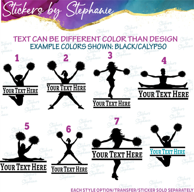 (s05-065) Cheer Cheerleader Split Text Custom Iron-On Transfer or Sticker
