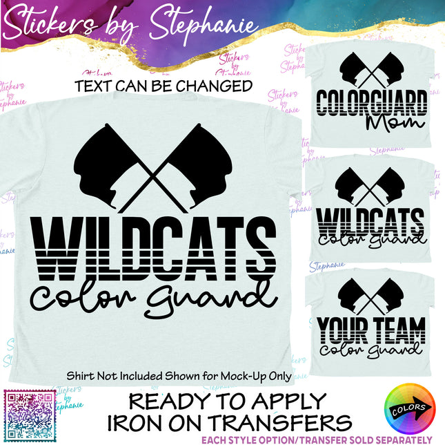 (s05-073) Color Winter Guard Team Name Text Custom Iron-On Transfer