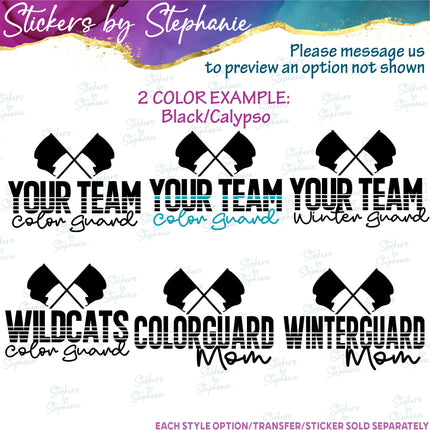 (s05-073) Color Winter Guard Team Name Text Custom Iron-On Transfer