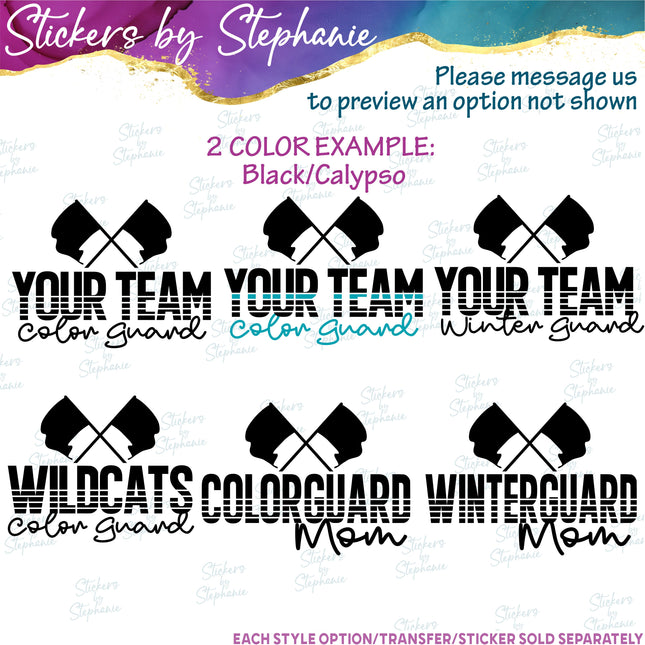 (s05-073) Color Winter Guard Team Name Text Custom Iron-On Transfer