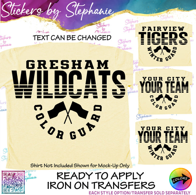 (s05-074) Color Winter Guard Team Name Text Custom Iron-On Transfer