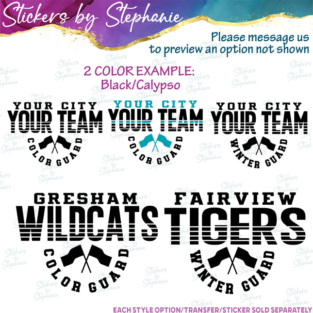 (s05-074) Color Winter Guard Team Name Text Custom Iron-On Transfer
