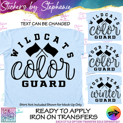 (s05-076) Color Winter Guard Team Name Text Custom Iron-On Transfer