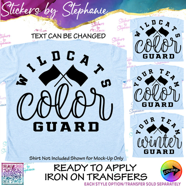 (s05-076) Color Winter Guard Team Name Text Custom Iron-On Transfer