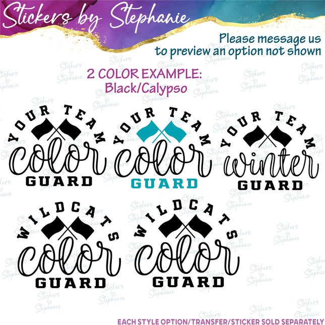 (s05-076) Color Winter Guard Team Name Text Custom Iron-On Transfer