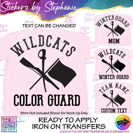 (s05-078) Color Winter Guard Team Name Text Custom Iron-On Transfer
