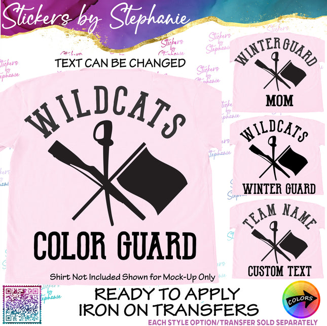 (s05-078) Color Winter Guard Team Name Text Custom Iron-On Transfer