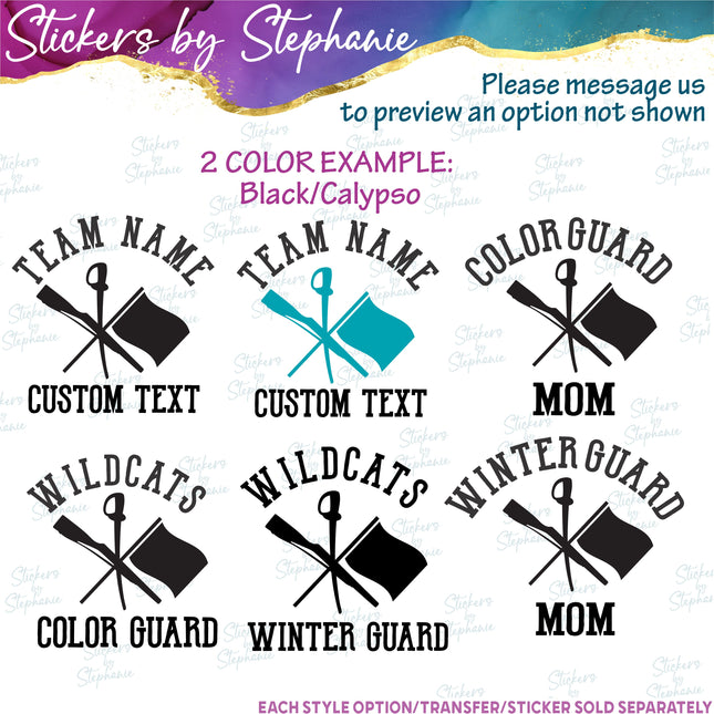 (s05-078) Color Winter Guard Team Name Text Custom Iron-On Transfer