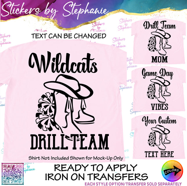 (s05-080) Drill Team Name Text Custom Iron-On Transfer