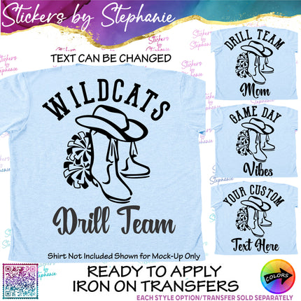(s05-081) Drill Team Name Text Custom Iron-On Transfer