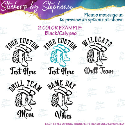 (s05-081) Drill Team Name Text Custom Iron-On Transfer
