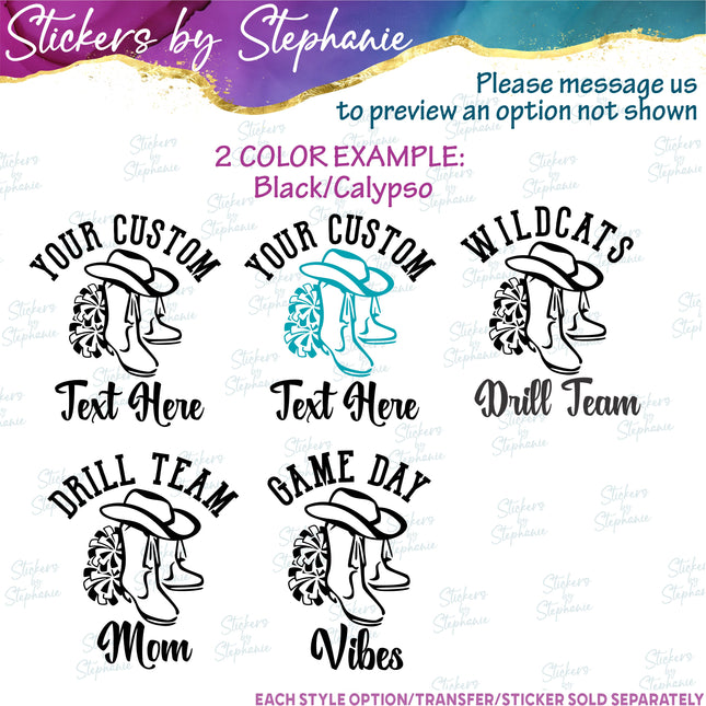 (s05-081) Drill Team Name Text Custom Iron-On Transfer