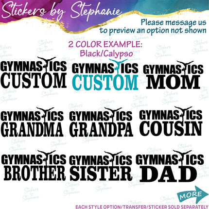 (s05-083) Gymnastics Mom Family Text Custom Iron-On Transfer