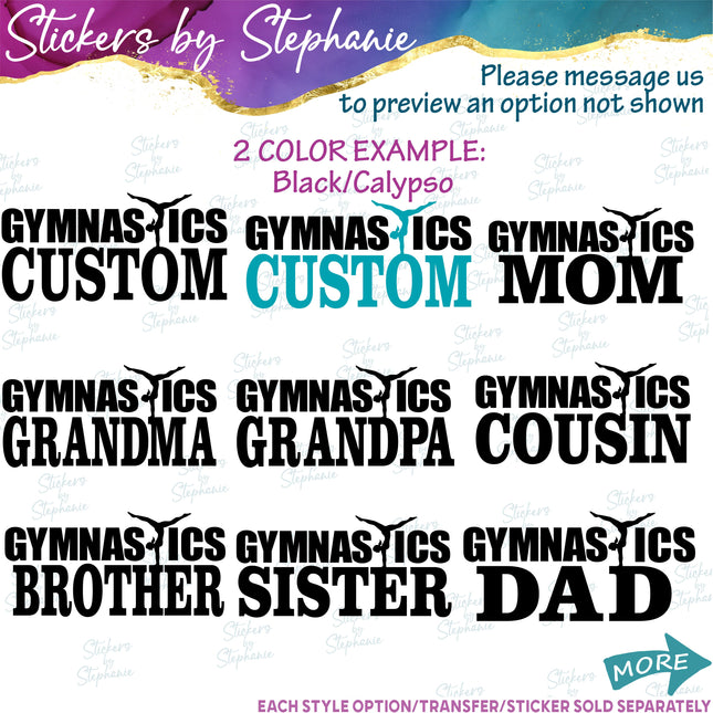 (s05-083) Gymnastics Mom Family Text Custom Iron-On Transfer