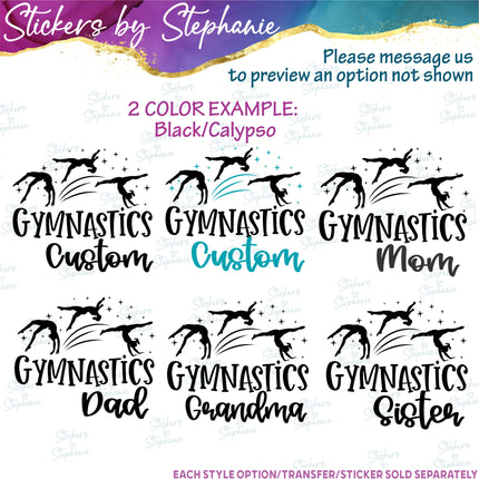 (s05-084) Gymnastics Mom Family Text Custom Iron-On Transfer