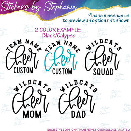 (s05-086) Cheer Team Name Text Custom Iron-On Transfer