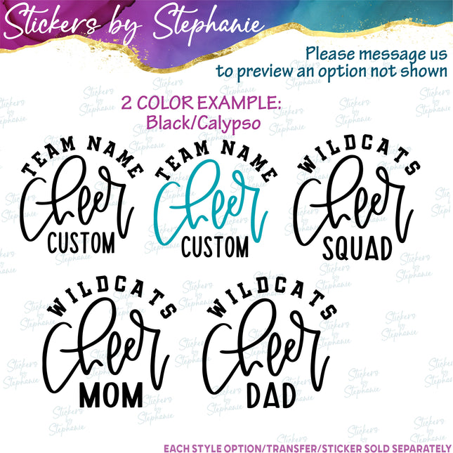 (s05-086) Cheer Team Name Text Custom Iron-On Transfer