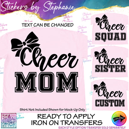 (s05-088) Cheer Mom Family Text Custom Iron-On Transfer