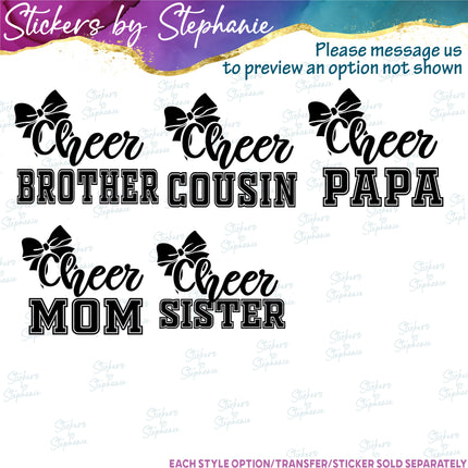 (s05-088) Cheer Mom Family Text Custom Iron-On Transfer