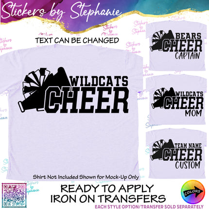 (s05-089) Cheer Team Name Text Custom Iron-On Transfer