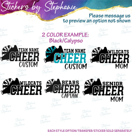 (s05-089) Cheer Team Name Text Custom Iron-On Transfer