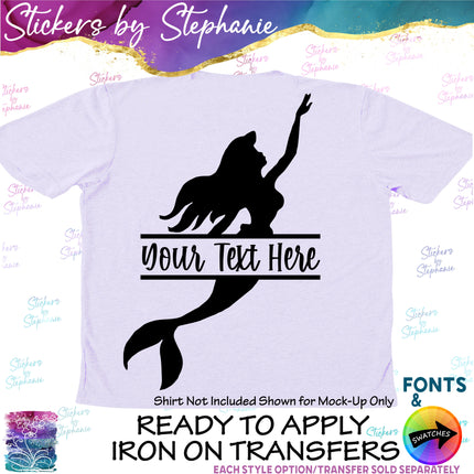 (s05-009) Mermaid Split Name Text Custom Iron-On Transfer Or Sticker