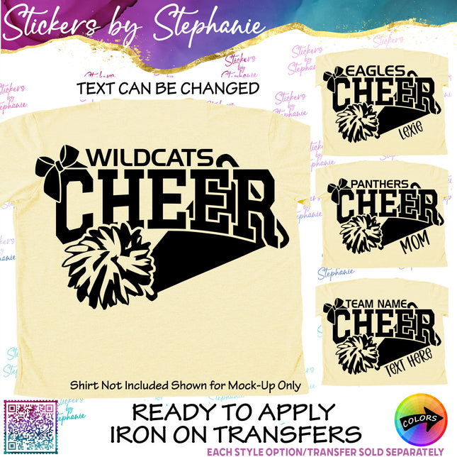 (s05-090) Cheer Team Name Text Custom Iron-On Transfer