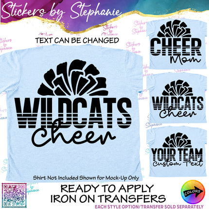 (s05-091) Cheer Team Name Mom Family Text Custom Iron-On Transfer