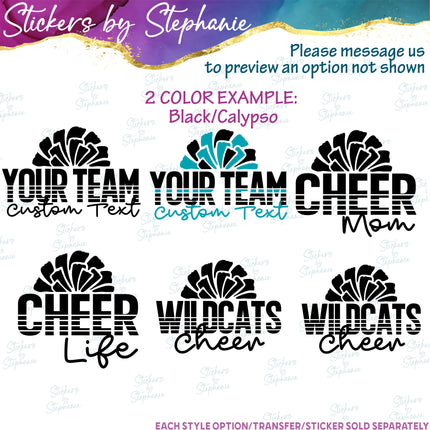 (s05-091) Cheer Team Name Mom Family Text Custom Iron-On Transfer