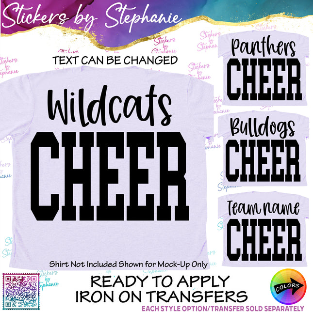 (s05-092) Team Name Cheer Text Custom Iron-On Transfer