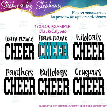 (s05-092) Team Name Cheer Text Custom Iron-On Transfer