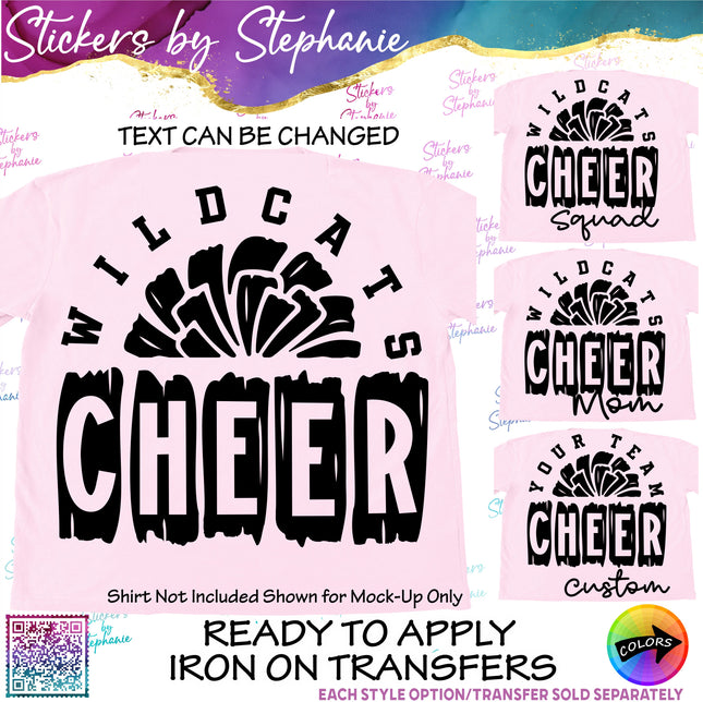 (s05-094) Cheer Team Name Text Custom Iron-On Transfer or Sticker