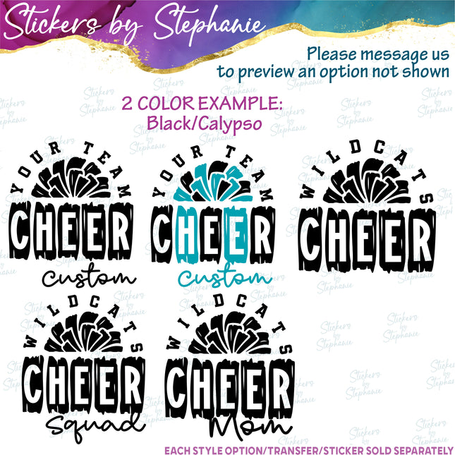 (s05-094) Cheer Team Name Text Custom Iron-On Transfer or Sticker