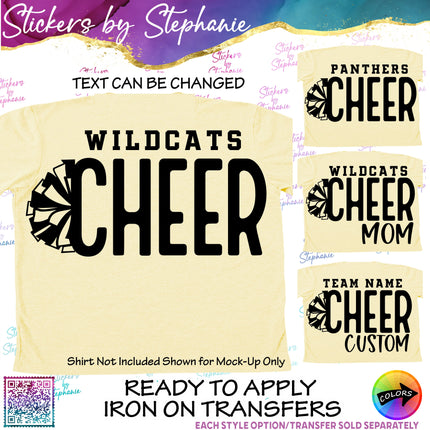 (s05-095) Cheer Team Name Text Custom Iron-On Transfer