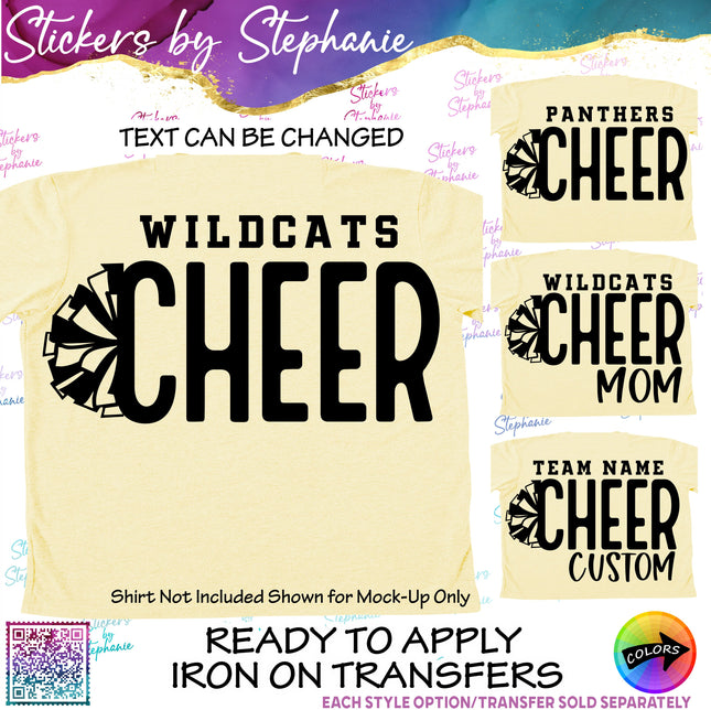 (s05-095) Cheer Team Name Text Custom Iron-On Transfer