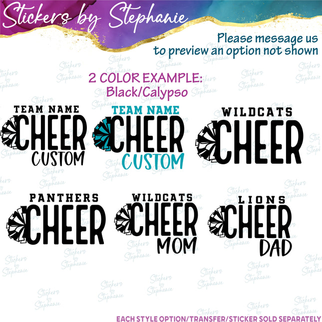 (s05-095) Cheer Team Name Text Custom Iron-On Transfer