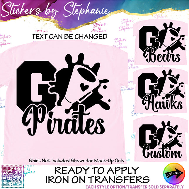 (s05-096) Cheer Go Team Name Text Custom Iron-On Transfer