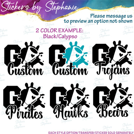 (s05-096) Cheer Go Team Name Text Custom Iron-On Transfer