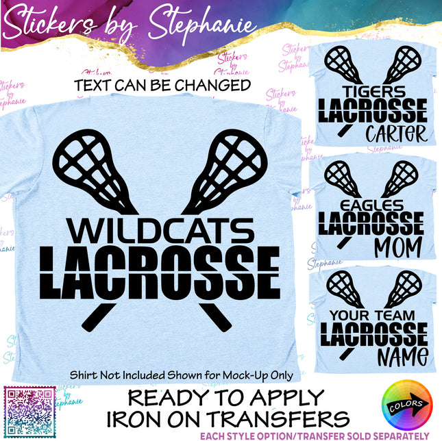 (s05-097) Lacrosse Team Name Text Custom Iron-On Transfer