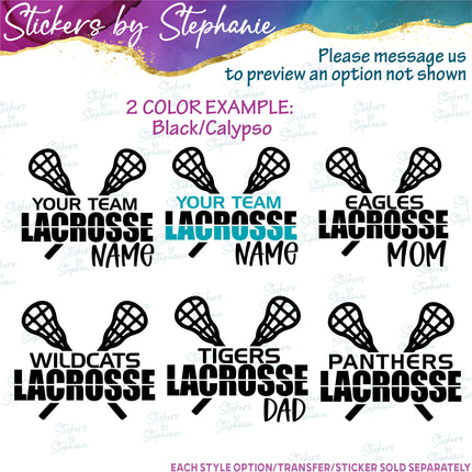 (s05-097) Lacrosse Team Name Text Custom Iron-On Transfer