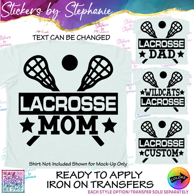 (s05-098) Lacrosse Mom Family Text Custom Iron-On Transfer