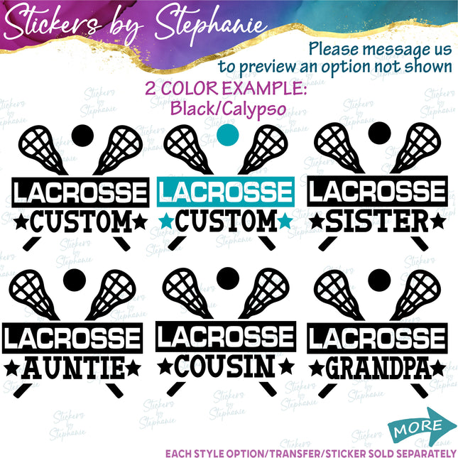 (s05-098) Lacrosse Mom Family Text Custom Iron-On Transfer