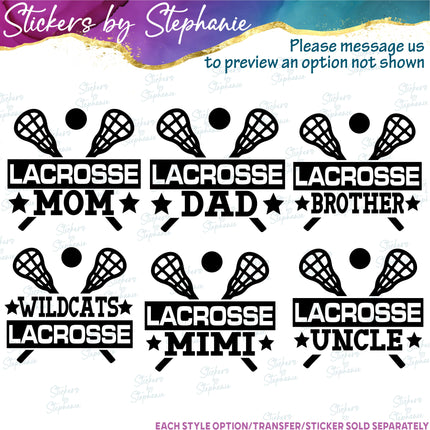 (s05-098) Lacrosse Mom Family Text Custom Iron-On Transfer