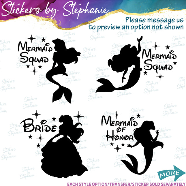 (s05C-010) Mermaid Squad Custom Text Iron-On Transfer or Sticker