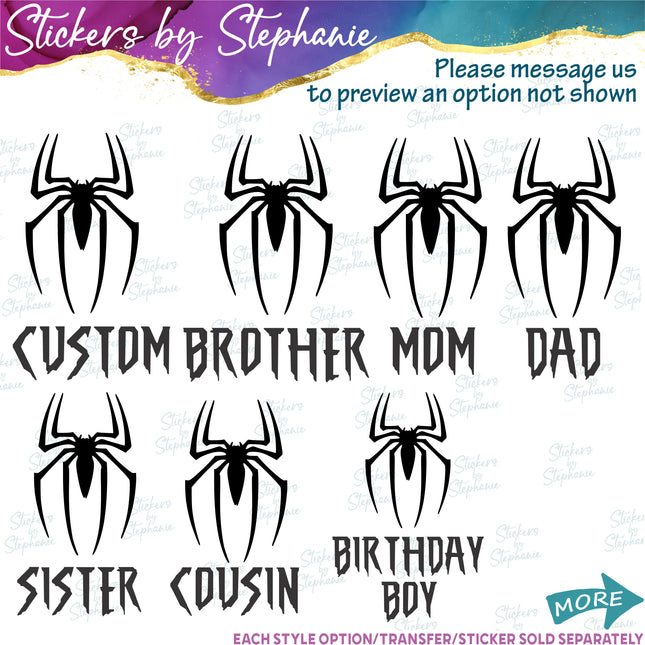 (s05C-011) Spiderman Custom Text Iron-On Transfer or Sticker