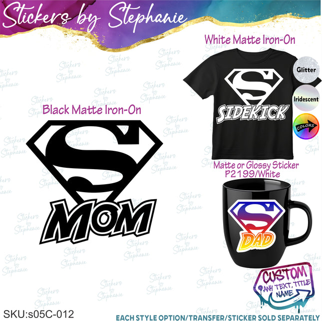 (s05C-012) Superman Custom Text Iron-On Transfer or Sticker